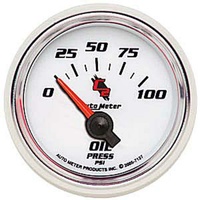 Auto Meter C2 Series Oil Pressure Gauge 2-1/16" Short Sweep Electric 0-100 psi