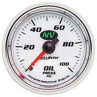 Auto Meter NV Series Oil Pressure Gauge 2-1/16" Full Sweep Mechanical 0-100 psi