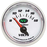 Auto Meter NV Series Voltmeter Gauge 2-1/16" Short Sweep Electric 8-18 volts