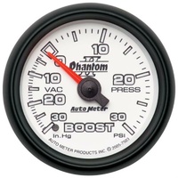Auto Meter Phantom II Series Boost/Vacuum Gauge 2-1/16" Mechanical 30 psi