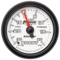 Auto Meter Phantom II Series Boost/Vacuum Gauge 2-1/16" Mechanical 20 psi AU7507