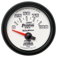 Auto Meter Phantom II Series Oil Pressure Gauge 2-1/16" Electric 0-100 psi