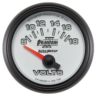 Auto Meter Phantom II Series Voltmeter Gauge 2-1/16" Electric 8-18 volts AU7592