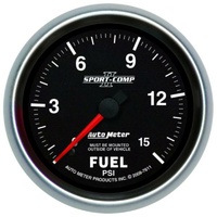 Auto Meter Sport-Comp II Fuel Pressure Gauge 2-5/8" Mechanical 0-15 psi AU7611
