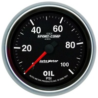 Auto Meter Sport-Comp II Oil Pressure Gauge 2-5/8" Mechanical 0-100 psi AU7621