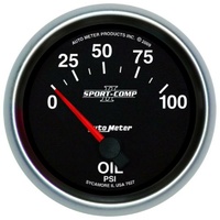Auto Meter Sport-Comp II Oil Pressure Gauge 2-5/8" Short Sweep Electric 0-100psi