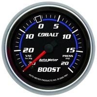 Auto Meter Cobalt Series Boost/Vacuum Gauge 2-5/8" Full Sweep Mechanical 20 psi