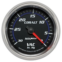 Auto Meter Cobalt Series Vacuum Gauge 2-5/8" Full Sweep Mechanical 0-30 In. Hg