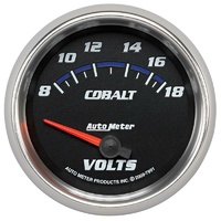 Auto Meter Cobalt Series Voltmeter Gauge 2-5/8" Short Sweep Electric 8-18 volts