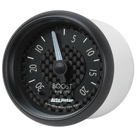 Auto Meter GT Series Boost Gauge 2-1/16" Black Carbon Fiber Mechanical 20 psi