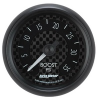 Auto Meter GT Series Boost Gauge 2-1/16" Black Carbon Fiber Mechanical 0-30 psi