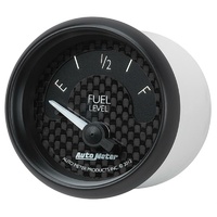 Auto Meter GT Series Fuel Level Gauge 2-1/16" Black Carbon Fiber 0E-90F ohm