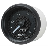 Auto Meter GT Series Voltmeter Gauge 2-1/16" Black Dial Electrical 8-18 Volts