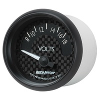 Auto Meter GT Series Voltmeter Gauge 2-1/16" Black Dial Short Sweep 8-18 Volts