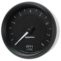 Auto Meter GT Series Tachometer 5" In-Dash Black Carbon Fiber Dial 0-8,000 rpm