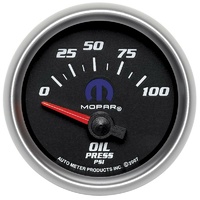 Auto Meter Mopar Oil Pressure Gauge 2-1/16" Black/Silver Electric 0-100 psi