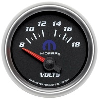 Auto Meter Mopar Voltmeter Gauge 2-1/16" Black Dial/Silver Bezel 8-18 Volts