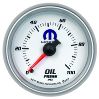 Auto Meter Mopar Oil Pressure Gauge 2-1/16" White/Silver Mechanical 0-100 psi