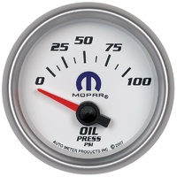 Auto Meter Mopar Oil Pressure Gauge 2-1/16" White/Silver Electric 0-100 psi