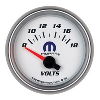 Auto Meter Mopar Voltmeter Gauge 2-1/16" White/Silver 8-18 Volts AU880035