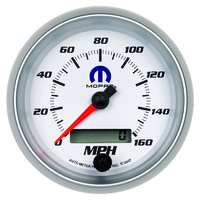 Auto Meter Mopar Speedometer 3-3/8" White/Silver In-Dash Programmable 0-160 mph