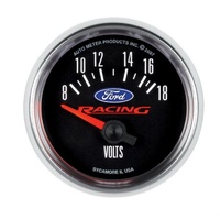 Auto Meter for Ford Racing Voltmeter Gauge 2-1/16" Black Dial Short Sweep 8-18 volts