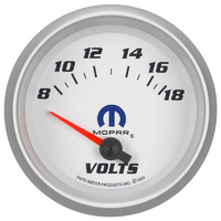 Auto Meter Mopar Voltmeter Gauge 2-1/16" White/Silver Short Sweep 8-18 Volts