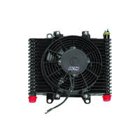 B&M Oil Cooler Hi-Tek Supercooler with Fan 13.5in. x 9in. x 3.5in. with a 9.5in. diameter fan.