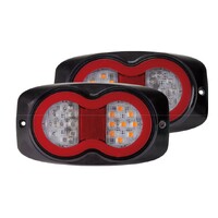 Roadvision LED Rear Combination Tail Light Kit 10-30V Stop/Tail/Ind/Ref/Lic Surface Mnt 202x111mm Pair BR800LR