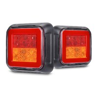 Roadvision LED Rear Combination Trailer Lamp Kit 10-30V Stop/Tail/Ind Surface Mnt Glow Park 80x80mm Twin Pack Pair BR81LR