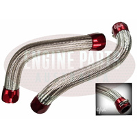 Silver Braided Radiator Hose Kit Red Ends Holden Commodore VL 3.0 RB30 Turbo 