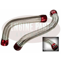 Silver Braided Radiator Hose Kit Red Ends for Ford Falcon BA BF 4.0 & XR6 Turbo