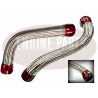 Silver Braided Radiator Hoses & Clamps Kit Red Ends Holden HQ HX HZ 253 308 V8