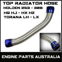 Silver Braided Top Radiator Hose Blue Ends Holden Torana V8 253 308 LH LX