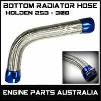 Silver Braided Bottom Radiator Hose Blue Ends Holden 253 308 Torana 4.2 5.0 V8