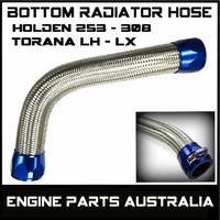 Silver Braided Bottom Radiator Hose Blue Ends Holden 253 308 Torana 4.2 5.0
