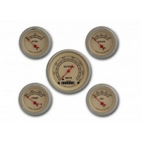 Classic Instruments Vintage 5 Gauge Set (With S/S Bezel) Kit Includes 3-3/8" KPH Speedo With 2-1/8" Accessories Gauges, Flat Glass CIVT00SLF