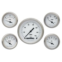 Classic Instruments White Hot 5 Gauge Set Kit Includes 3-3/8" KPH Speedo With 2-1/8" Accessories Gauges, Curved Glass CIWH00SLC