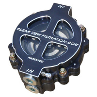 6" Hi-Flow See Through Oil Filter Black Anodised-12AN 60 Micron Element