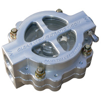 4" Hi-Flow See Through Oil Filter Clear Anodised -12AN 115 Micron Element