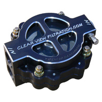 4" Hi-Flow See Through Oil Filter Black Anodised -12AN 60 Micron Element