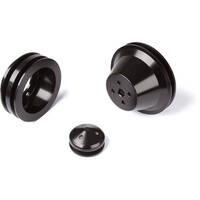 CVF Racing Stealth Black For Ford Small Block Pulley Kit 1V WP 2V Crank 4 Bolt