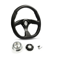 SAAS Steering Wheel Leather 14" ADR Black Flat Bottom D1-SWB-F and SAAS billet boss kit for Holden Commodore VB VC VH 1980-1984