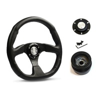 SAAS Steering Wheel Leather 14" ADR Black Flat Bottom D1-SWB-F and SAAS boss kit for Holden Commodore VK VL Calais 1984-1988
