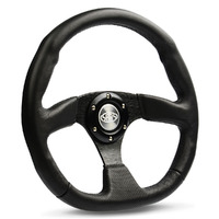 SAAS Steering Wheel Leather 14" ADR Black Flat Bottom D1-SWB-F
