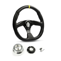 SAAS Steering Wheel Leather 14" ADR Black Flat Bottom + Indicator D1-SWB-F2 and SAAS billet boss kit for Holden Monaro HQ HJ HX 1971-1980