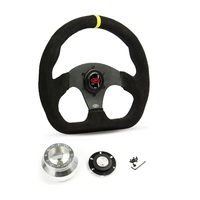 SAAS Steering Wheel Suede 13" ADR Black Flat Bottom + Indicator D1-SWB-F33 and SAAS billet boss kit for Chevrolet Camaro 1967