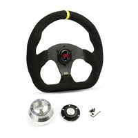 SAAS Steering Wheel Suede 13" ADR Black Flat Bottom + Indicator D1-SWB-F33 and SAAS billet boss kit for Holden Commodore VB VC VH 1980-1984