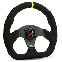 SAAS Steering Wheel Suede 13" ADR Black Flat Bottom + Indicator D1-SWB-F33