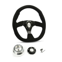 SAAS Steering Wheel Suede 14" ADR Black Flat Bottom D1-SWB-FS and SAAS billet boss kit for Chevrolet Camaro 1967